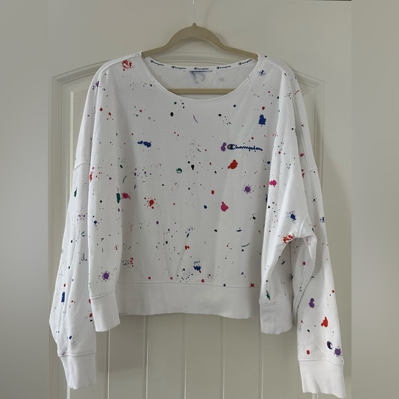 Champion Splatter Paint Oversized semi-cropped Sweatshirt, excellent condition - Picture 4 of 6